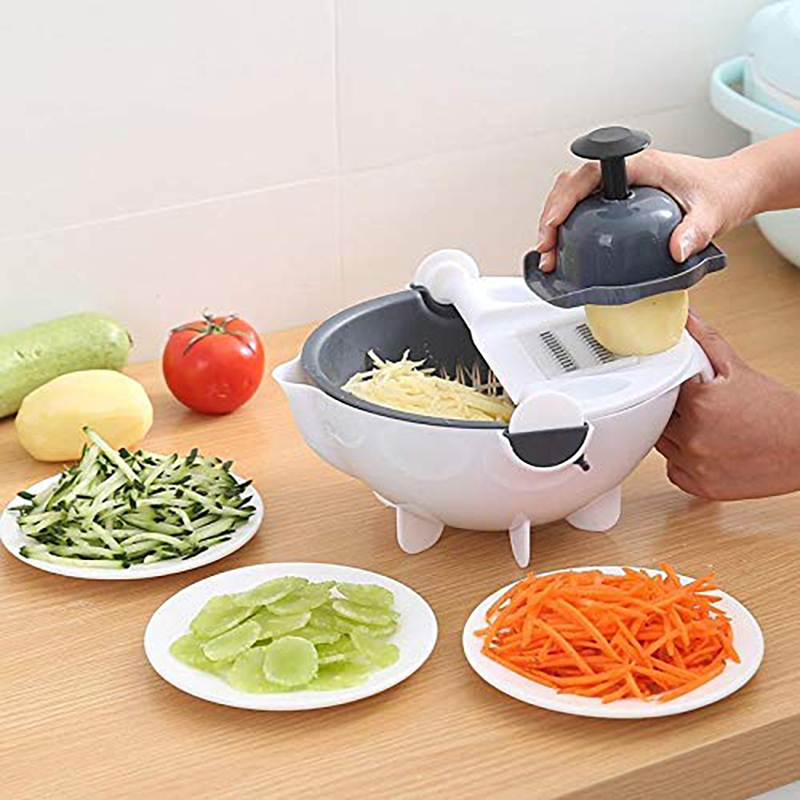 9 piece set Multifunctional vegetable cutter potato shredder slicer grater  kitchen artifact Multi-purpose drain Storage basket