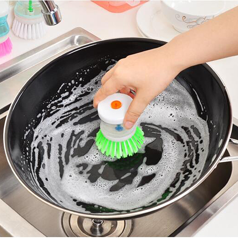 1PCS Dishwashing Brushes Automatic Liquid Addition Soap Dispenser Wash Pot  Dish Bowl Brush Cleaning Scrubber Kitchen Supplies - AliExpress