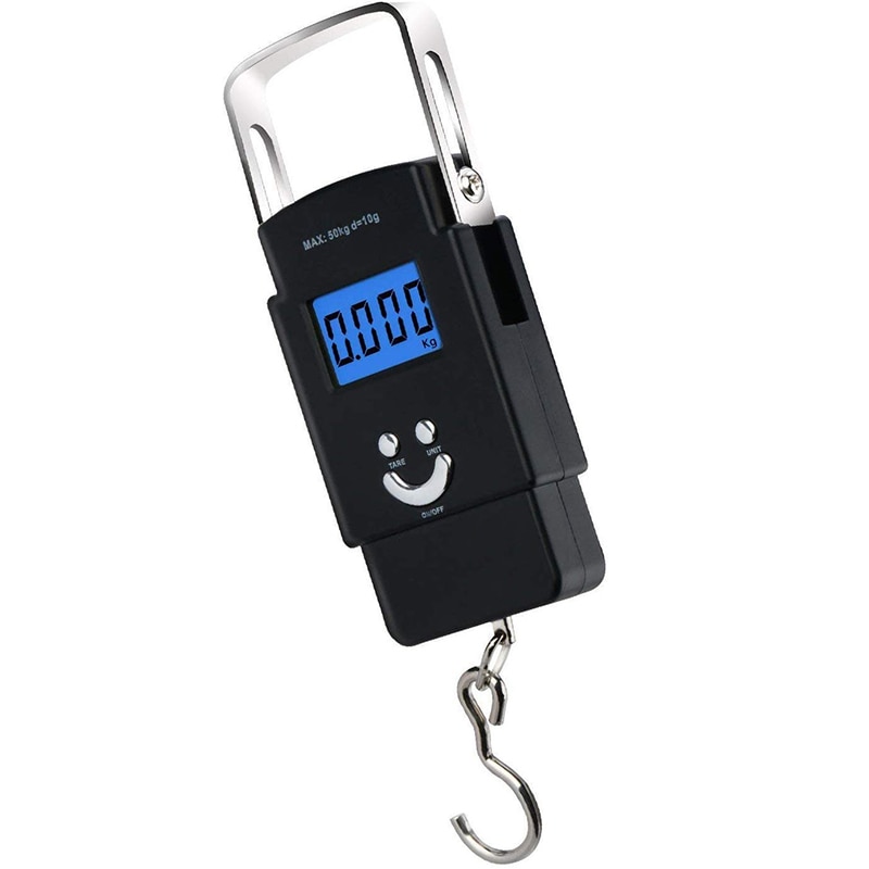 Electronic digital hand scale with LCD display and lighting, max: 50 kg ...