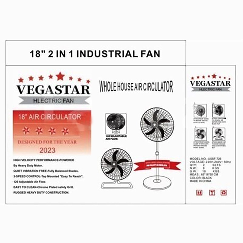 Functional Vegastar Electric Fan For Home 3 Speed ​​Iron Fan 46cm 