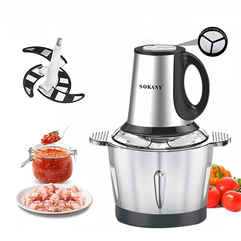 110V Electric Meat Grinder Household Stainless Steel Food Processor Vegetable  Chopper Shredder - 3L 