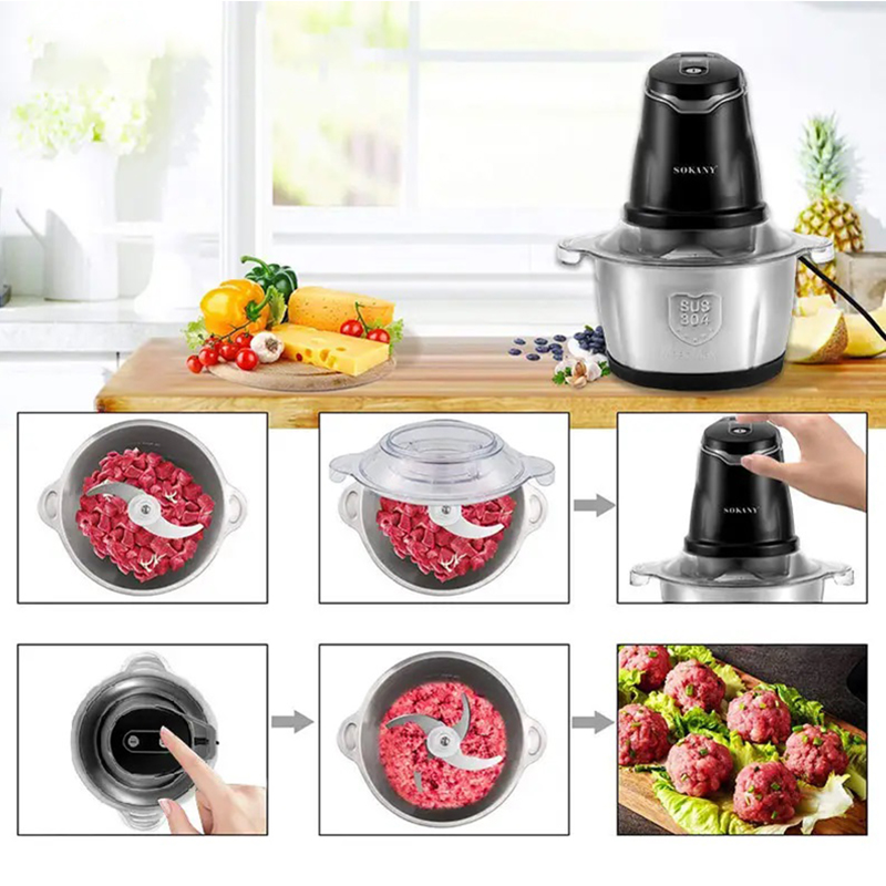 SK7020 Meat Grinder with Stainless Steel Bowls, 400W Electric Food